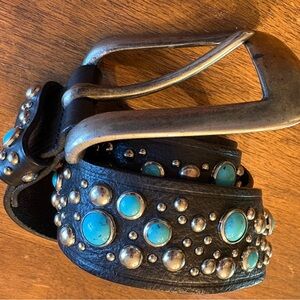 DSQUARED Black and Turquoise Studded Belt